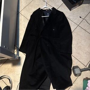 Black wool Burberry trench coat